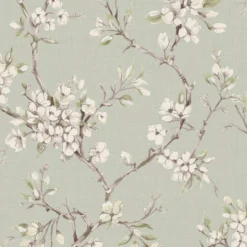 Boutique Eliza Sage Floral Smooth Wallpaper