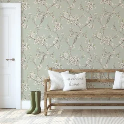 Boutique Eliza Sage Floral Smooth Wallpaper -Rust-Oleum Shop boutique eliza sage floral smooth wallpaper5011583501407 02i bq