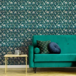 Boutique Eliza Teal Floral Smooth Wallpaper -Rust-Oleum Shop boutique eliza teal floral smooth wallpaper5011583501490 01i bq