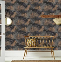 Boutique Jungle Glam Black Leaves Metallic Effect Smooth Wallpaper -Rust-Oleum Shop boutique jungle glam black leaves metallic effect smooth wallpaper5011583355697 01i BQ