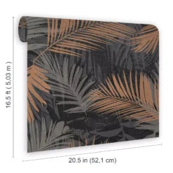 Boutique Jungle Glam Black Leaves Metallic Effect Smooth Wallpaper -Rust-Oleum Shop boutique jungle glam black leaves metallic effect smooth wallpaper5011583355697 01t BQ