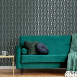 Boutique Marquise Emerald Geometric Gold Effect Textured Wallpaper -Rust-Oleum Shop boutique marquise emerald geometric gold effect textured wallpaper5011583445305 01i