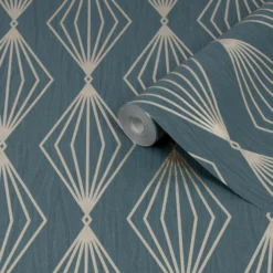 Boutique Marquise Emerald Geometric Gold Effect Textured Wallpaper -Rust-Oleum Shop boutique marquise emerald geometric gold effect textured wallpaper5011583445305 36c