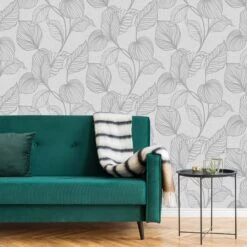 Boutique Royal Palm Grey Leaf Silver Effect Textured Wallpaper -Rust-Oleum Shop boutique royal palm grey leaf silver effect textured wallpaper5011583444919 01i bq