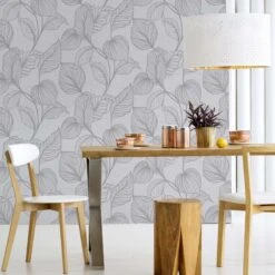 Boutique Royal Palm Grey Leaf Silver Effect Textured Wallpaper -Rust-Oleum Shop boutique royal palm grey leaf silver effect textured wallpaper5011583444919 03i bq