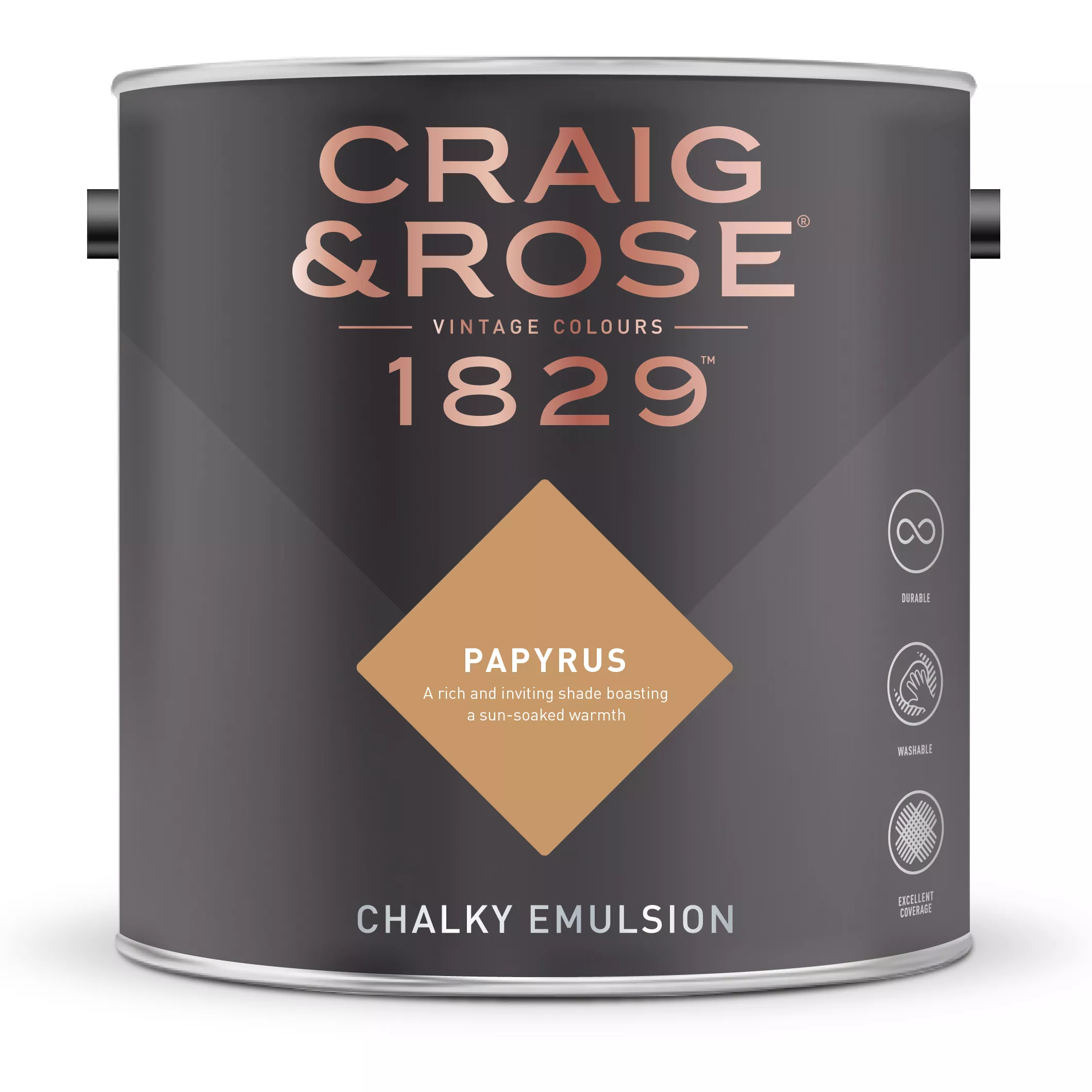 Craig & Rose 1829 Papyrus Chalky Emulsion Paint, 2.5L 4 Craig & Rose 1829 Papyrus Chalky Emulsion Paint, 2.5L - Image 2