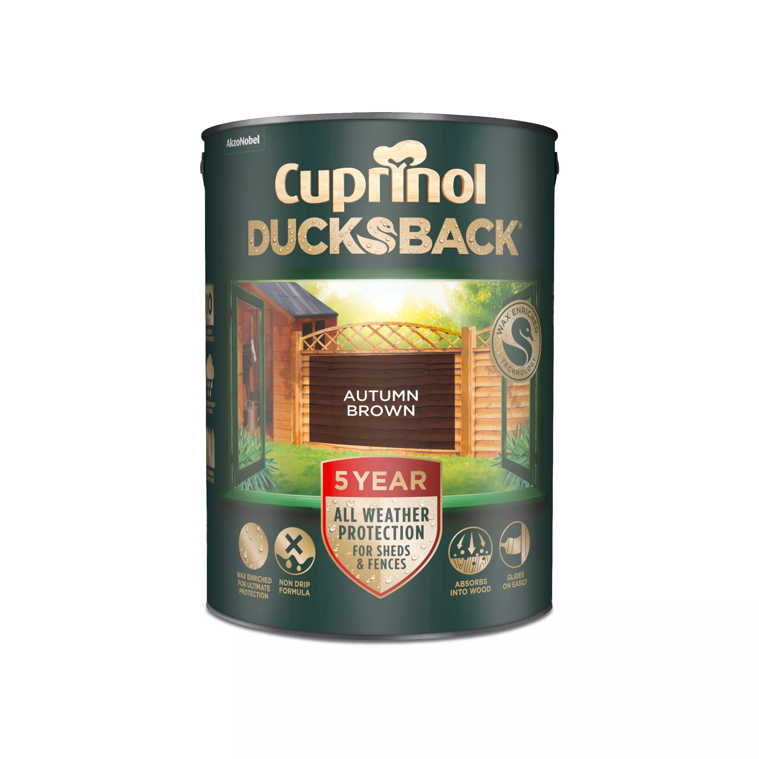 Cuprinol 5 Year Ducksback Autumn Brown Fence & Shed Treatment, 5L 4 Cuprinol 5 Year Ducksback Autumn Brown Fence & Shed Treatment, 5L - Image 2