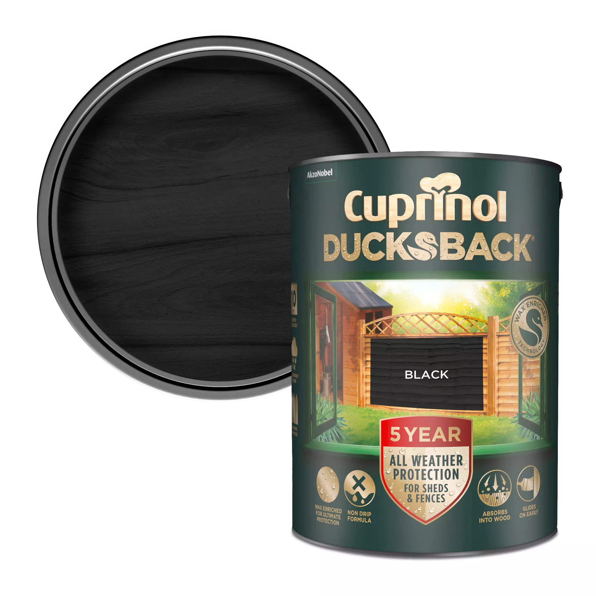 Rust-Oleum Shop -Rust-Oleum Shop cuprinol 5 year ducksback black matt fence shed treatment 5l5010212619360 02c bq 1