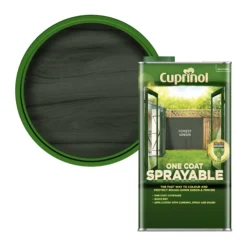 Cuprinol One Coat Sprayable Forest Green Matt Fence & Shed Treatment, 5L