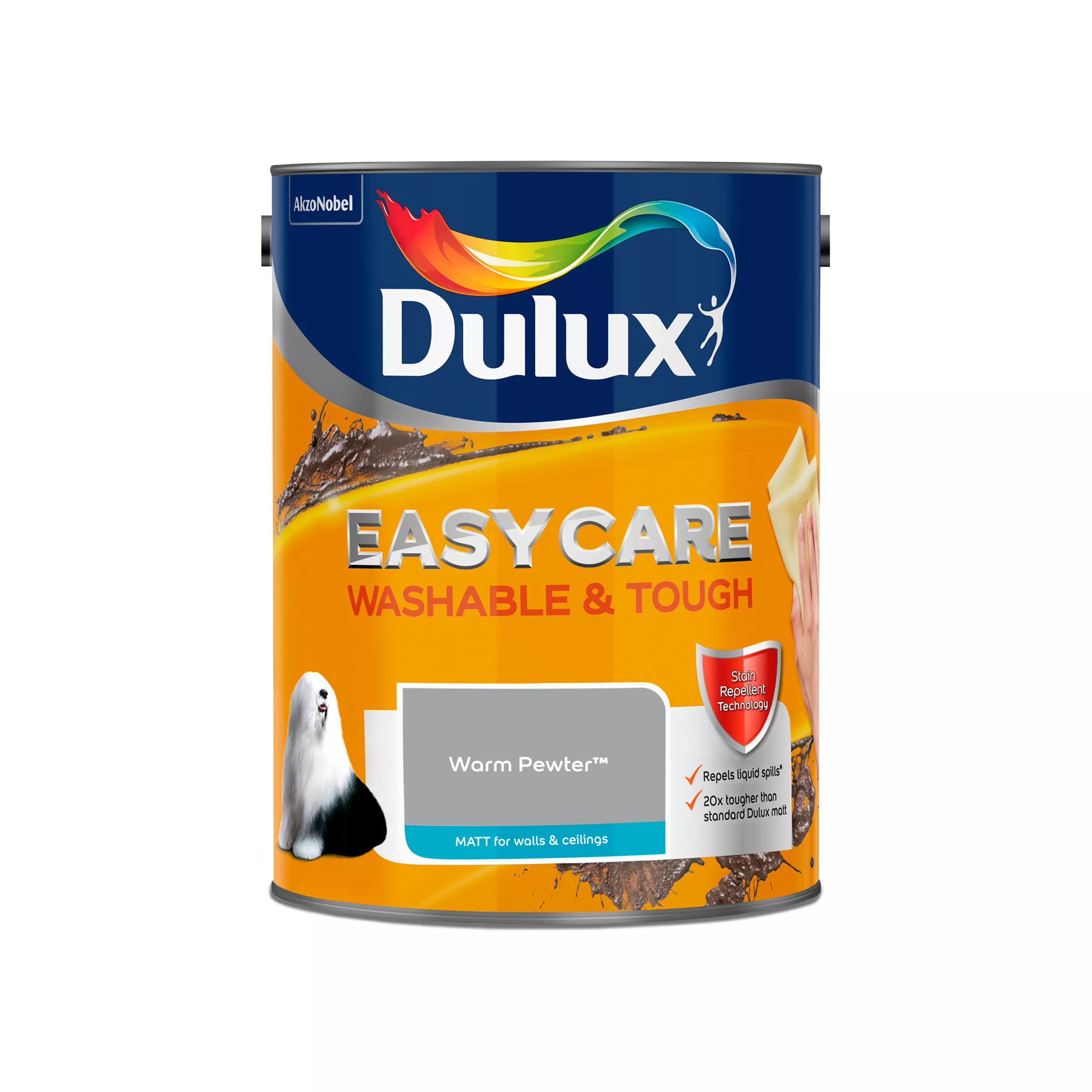 Dulux Easycare Warm Pewter Matt Emulsion Paint, 5L 4 Dulux Easycare Warm Pewter Matt Emulsion Paint, 5L - Image 2