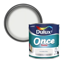 Dulux Once Pure Brilliant White Gloss Metal & Wood Paint, 2.5L