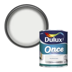 Dulux Once Pure Brilliant White Satinwood Metal & Wood Paint, 750ml