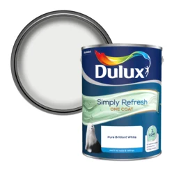 Dulux One Coat Pure Brilliant White Matt Emulsion Paint, 5L
