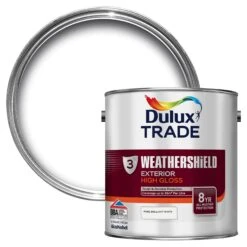 Dulux Trade Pure Brilliant White Gloss Exterior Wood Paint, 2.5L