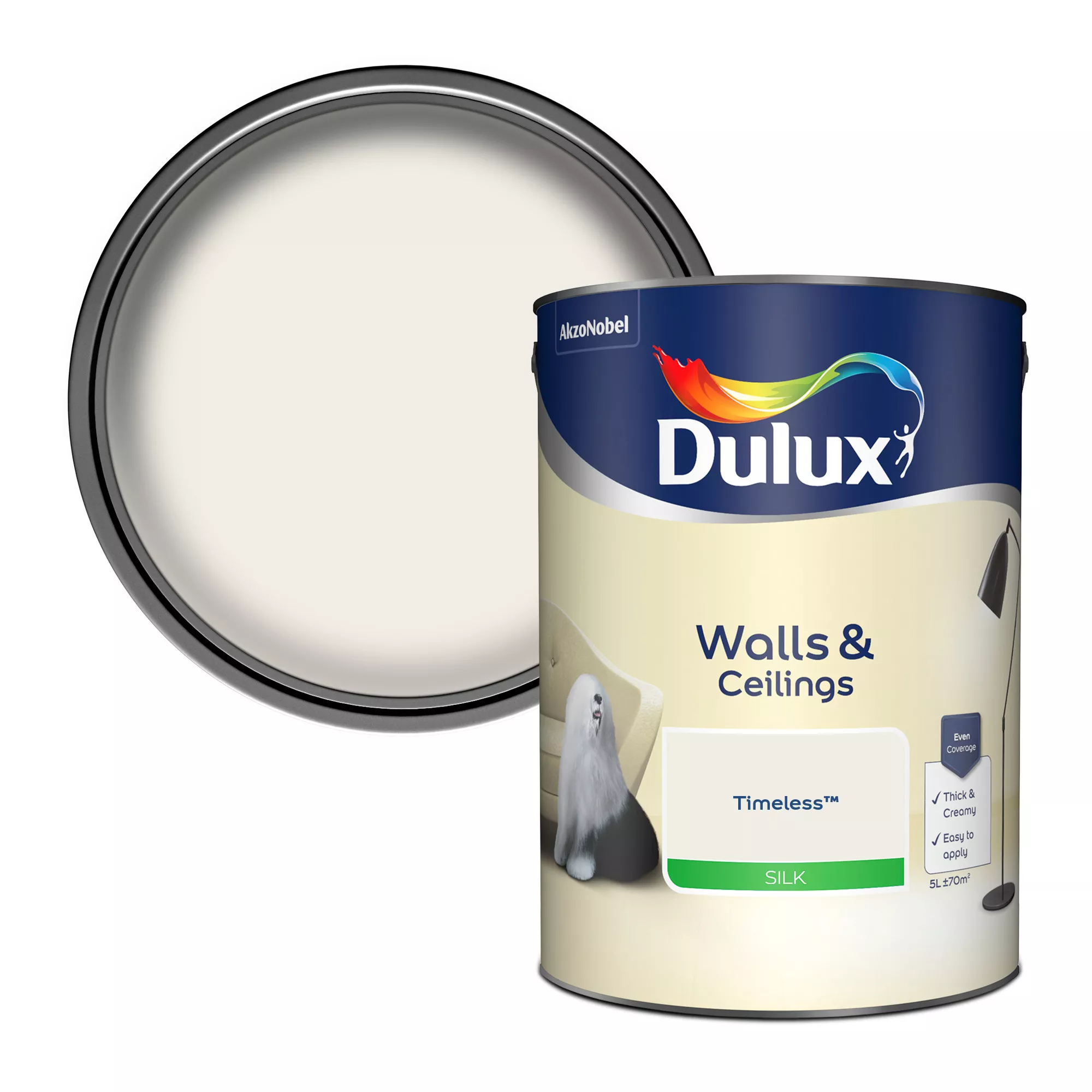 Dulux Walls & Ceilings Timeless Silk Emulsion Paint, 5L 3 Dulux Walls & Ceilings Timeless Silk Emulsion Paint, 5L