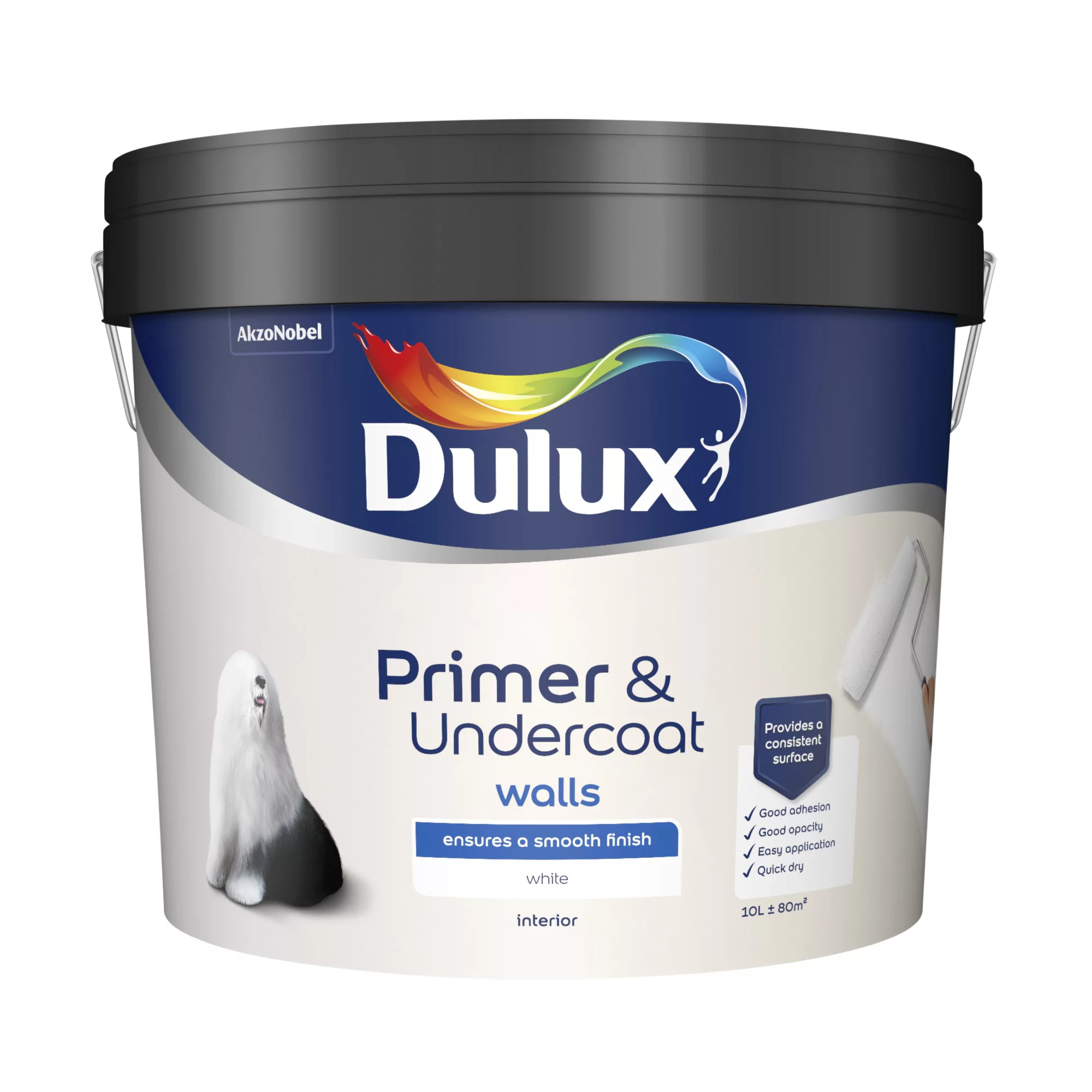 Dulux Walls White Primer & Undercoat, 10L 4 Dulux Walls White Primer & Undercoat, 10L - Image 2