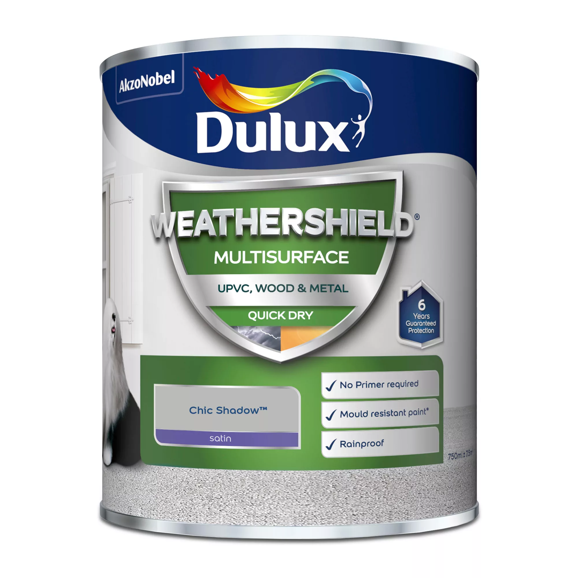 Dulux Weathershield Chic Shadow Satinwood Multi-surface Paint, 750ml 4 Dulux Weathershield Chic Shadow Satinwood Multi-surface Paint, 750ml - Image 2