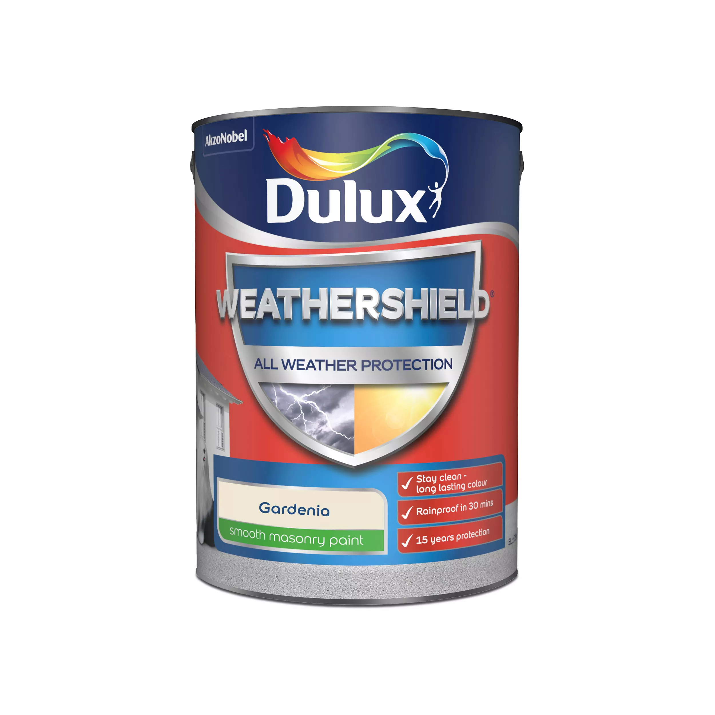Dulux Weathershield Gardenia Smooth Matt Masonry Paint, 5L 4 Dulux Weathershield Gardenia Smooth Matt Masonry Paint, 5L - Image 2