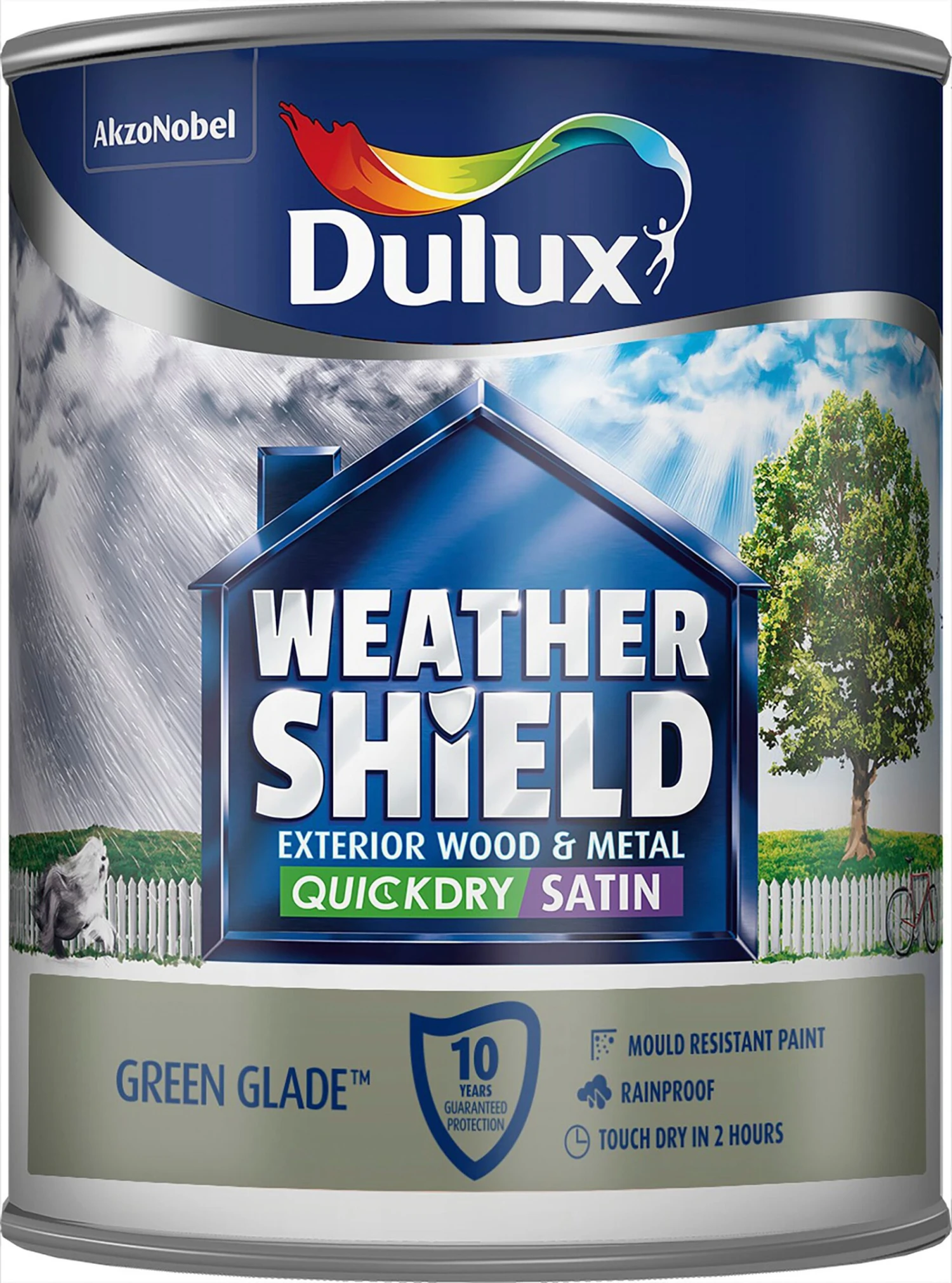 Dulux Weathershield Green Glade Satinwood Exterior Metal & Wood Paint, 750ml 4 Dulux Weathershield Green Glade Satinwood Exterior Metal & Wood Paint, 750ml - Image 2