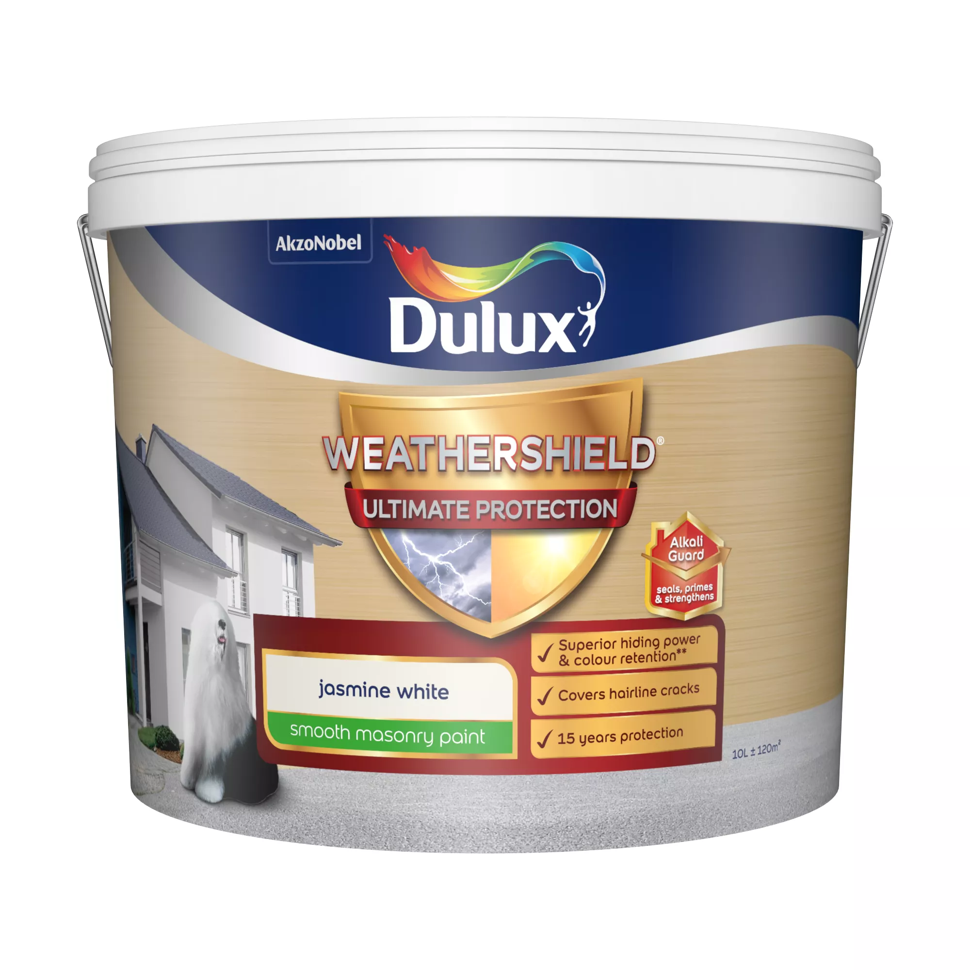 Dulux Weathershield Jasmine White Smooth Matt Masonry Paint, 10L 4 Dulux Weathershield Jasmine White Smooth Matt Masonry Paint, 10L - Image 2
