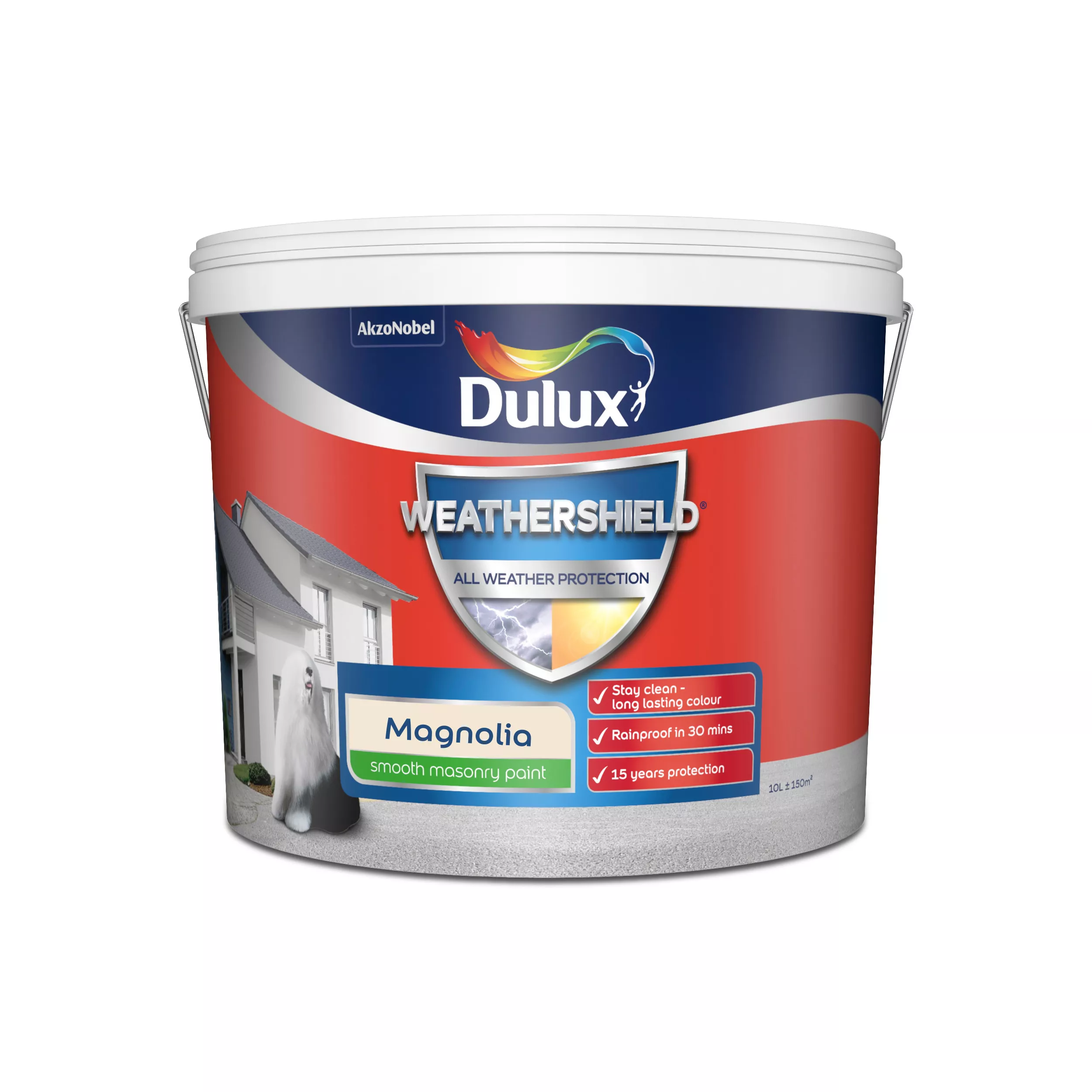 Dulux Weathershield Magnolia Smooth Matt Masonry Paint, 10L 4 Dulux Weathershield Magnolia Smooth Matt Masonry Paint, 10L - Image 2
