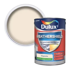 Dulux Weathershield Magnolia Smooth Matt Masonry Paint, 5L