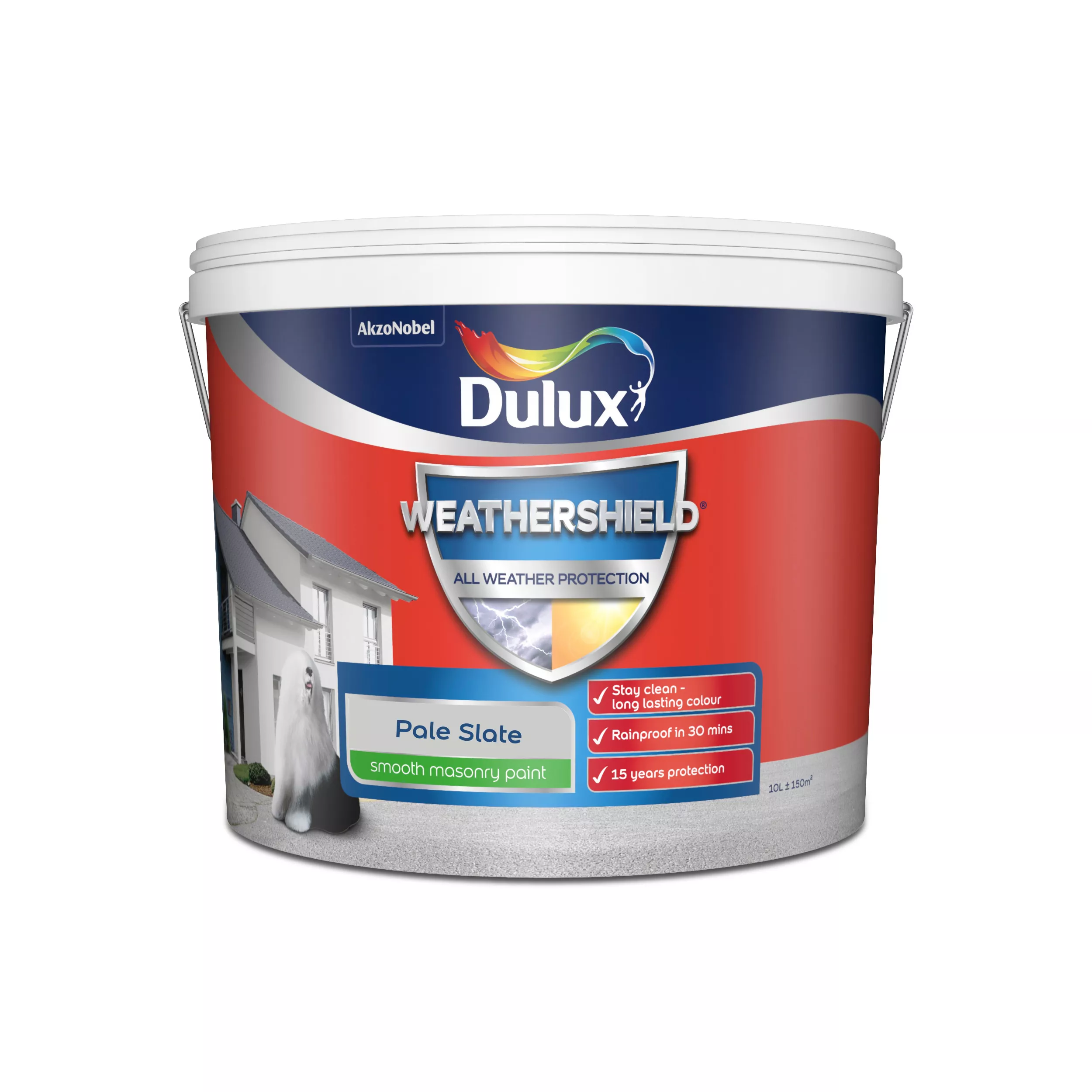 Dulux Weathershield Pale Slate Smooth Matt Masonry Paint, 10L 4 Dulux Weathershield Pale Slate Smooth Matt Masonry Paint, 10L - Image 2