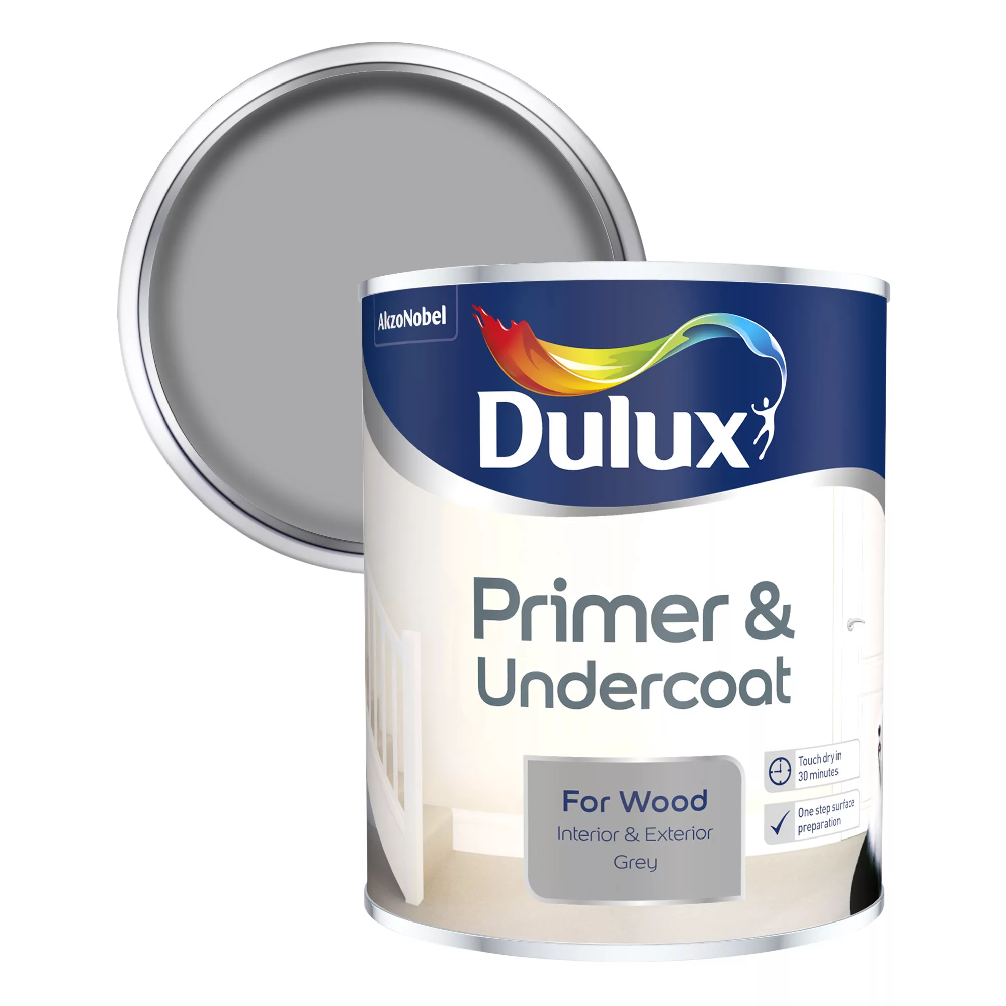 Dulux Wood Grey Wood Primer & Undercoat, 750ml 3 Dulux Wood Grey Wood Primer & Undercoat, 750ml