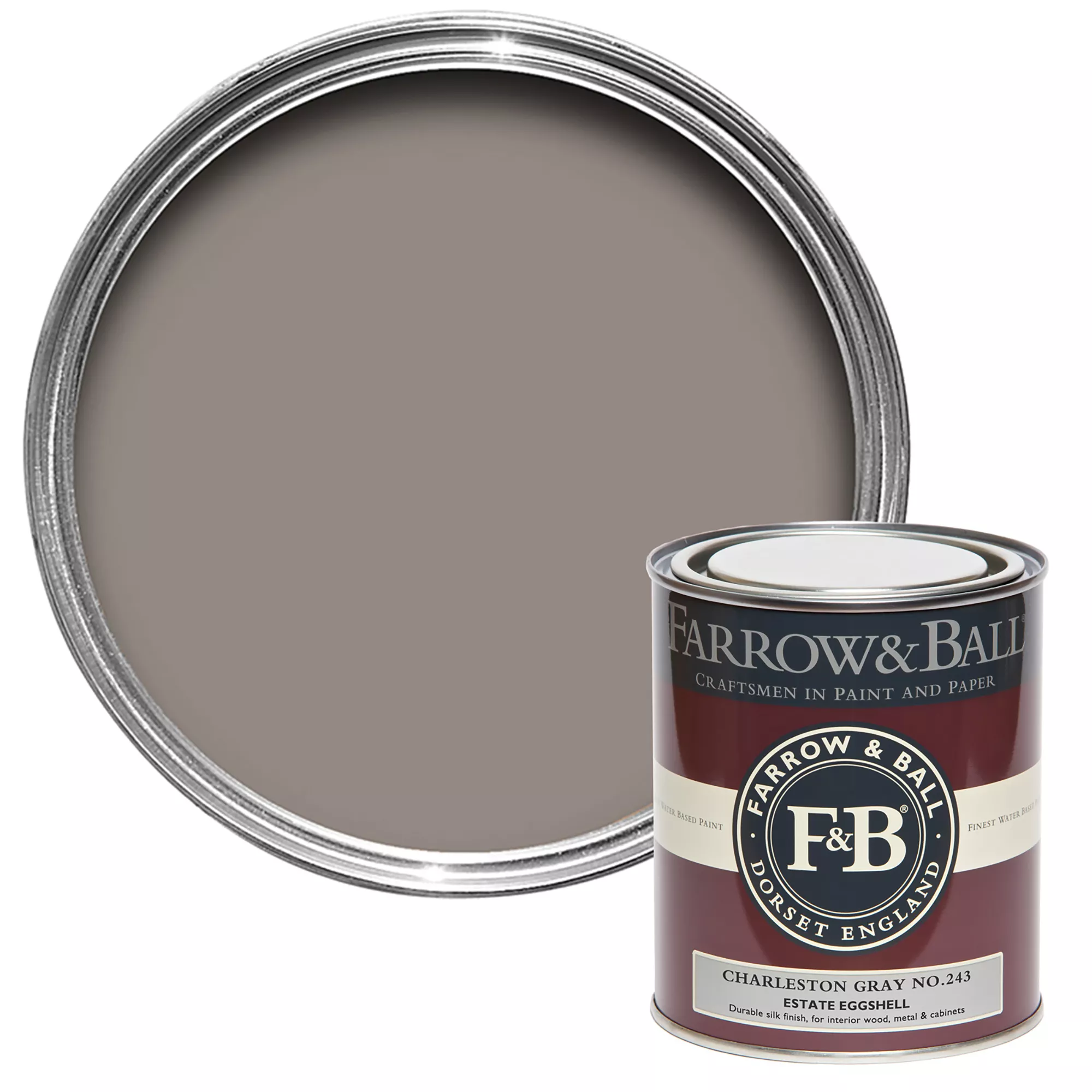 Farrow & Ball Estate Charleston Gray No.243 Eggshell Paint, 750ml 3 Farrow & Ball Estate Charleston Gray No.243 Eggshell Paint, 750ml