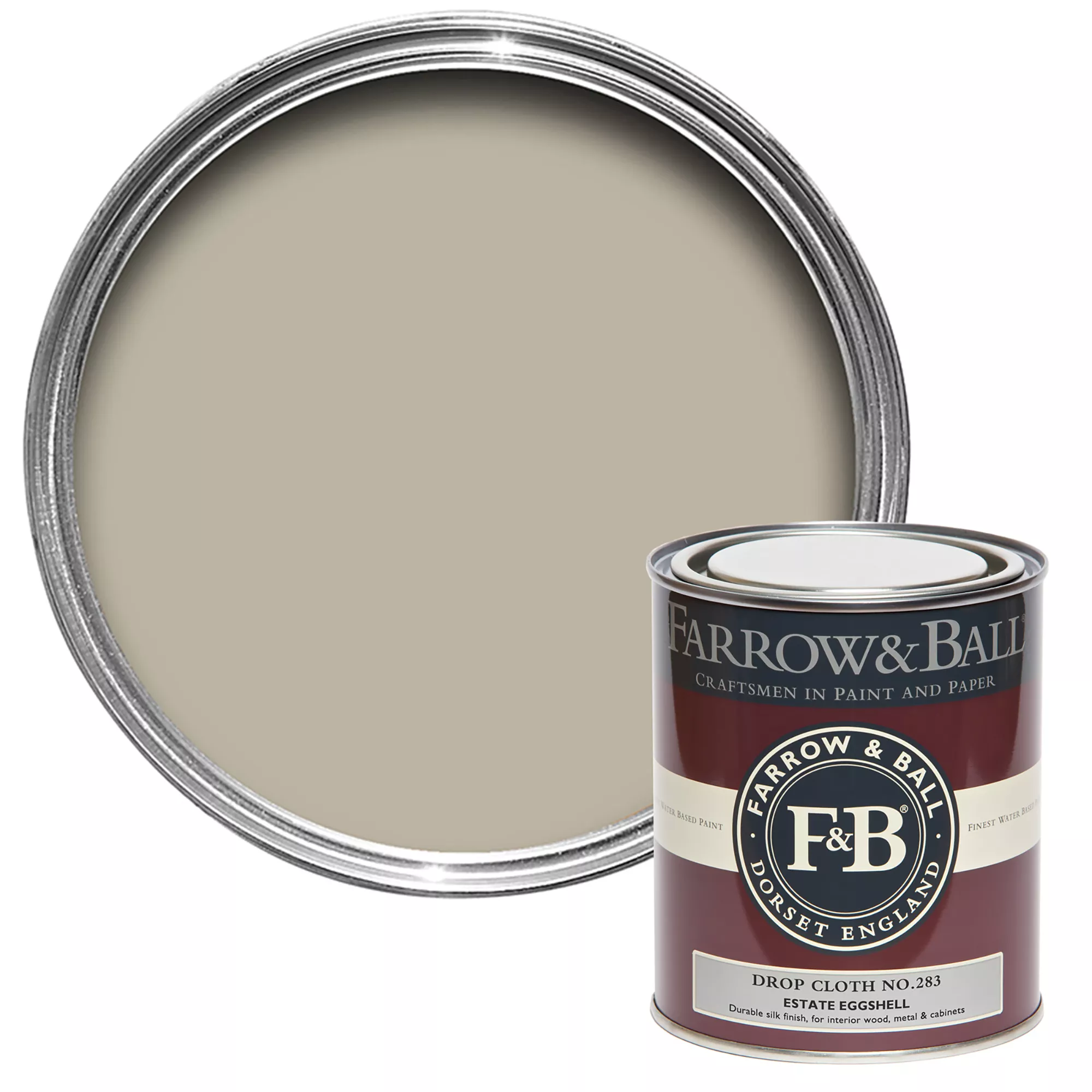 Farrow & Ball Estate Drop Cloth No.283 Eggshell Paint, 750ml 3 Farrow & Ball Estate Drop Cloth No.283 Eggshell Paint, 750ml