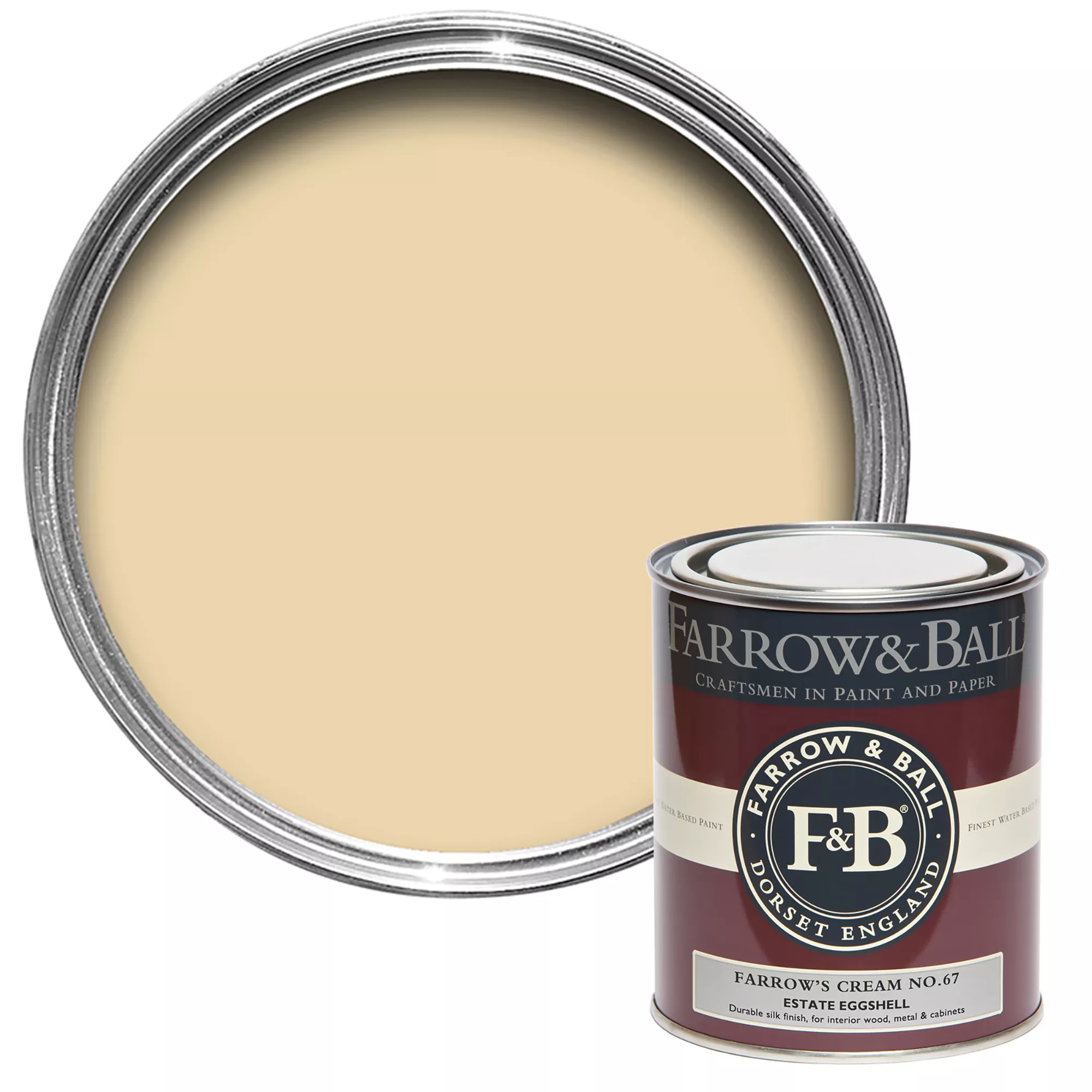 Farrow & Ball Estate Farrow's Cream No.67 Eggshell Paint, 750ml 3 Farrow & Ball Estate Farrow's Cream No.67 Eggshell Paint, 750ml
