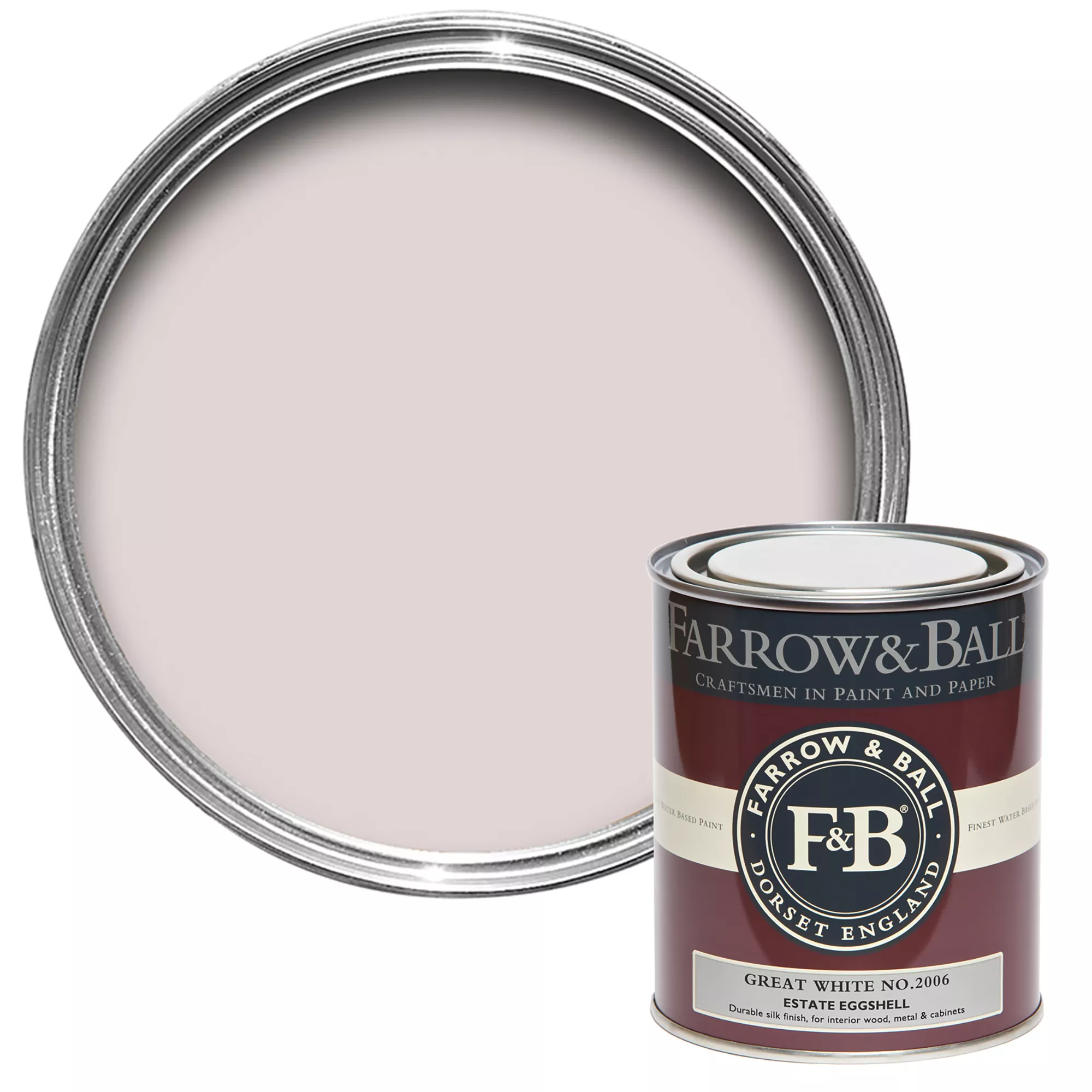 Farrow & Ball Estate Great White No.2006 Eggshell Paint, 750ml 3 Farrow & Ball Estate Great White No.2006 Eggshell Paint, 750ml
