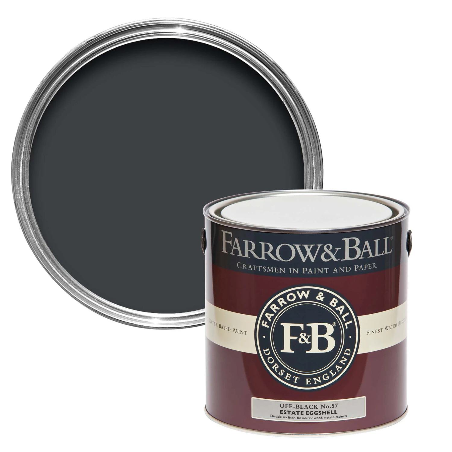 Farrow & Ball Estate Off-Black No.57 Eggshell Paint, 2.5L 3 Farrow & Ball Estate Off-Black No.57 Eggshell Paint, 2.5L