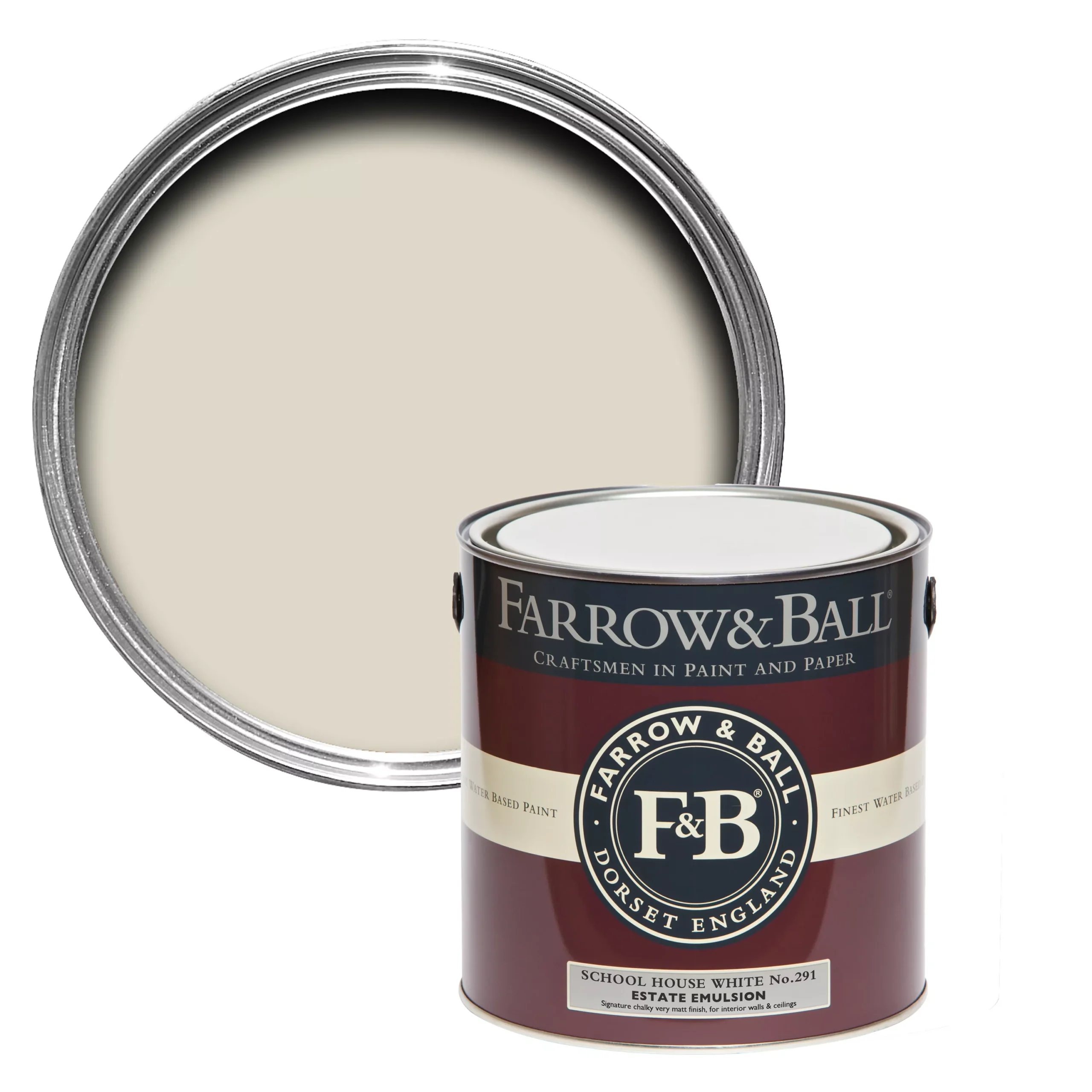 Farrow & Ball Estate School House White No.291 Matt Emulsion Paint, 2.5L 3 Farrow & Ball Estate School House White No.291 Matt Emulsion Paint, 2.5L