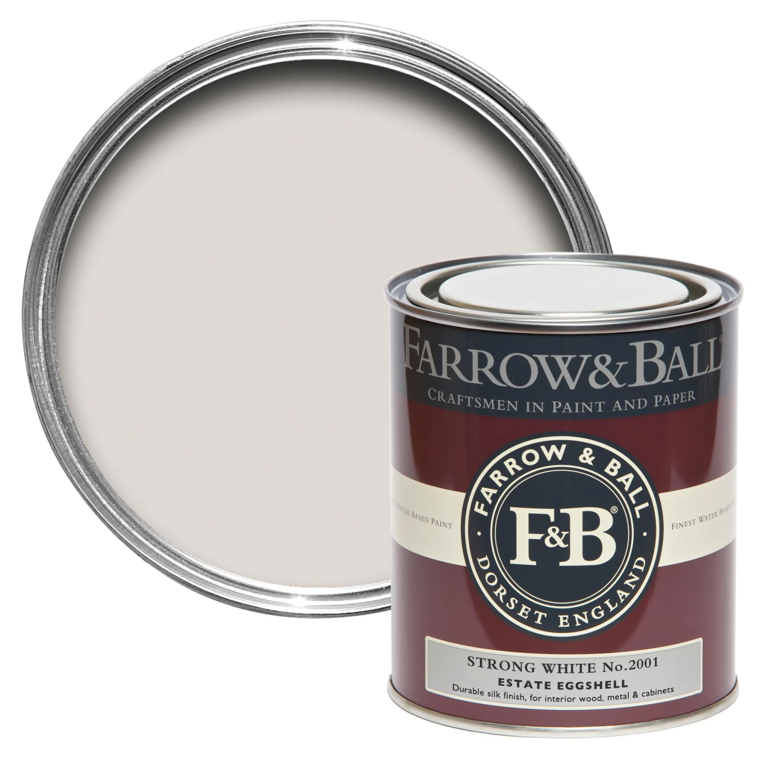Farrow & Ball Estate Strong White No.2001 Eggshell Metal & Wood Paint, 750ml 3 Farrow & Ball Estate Strong White No.2001 Eggshell Metal & Wood Paint, 750ml