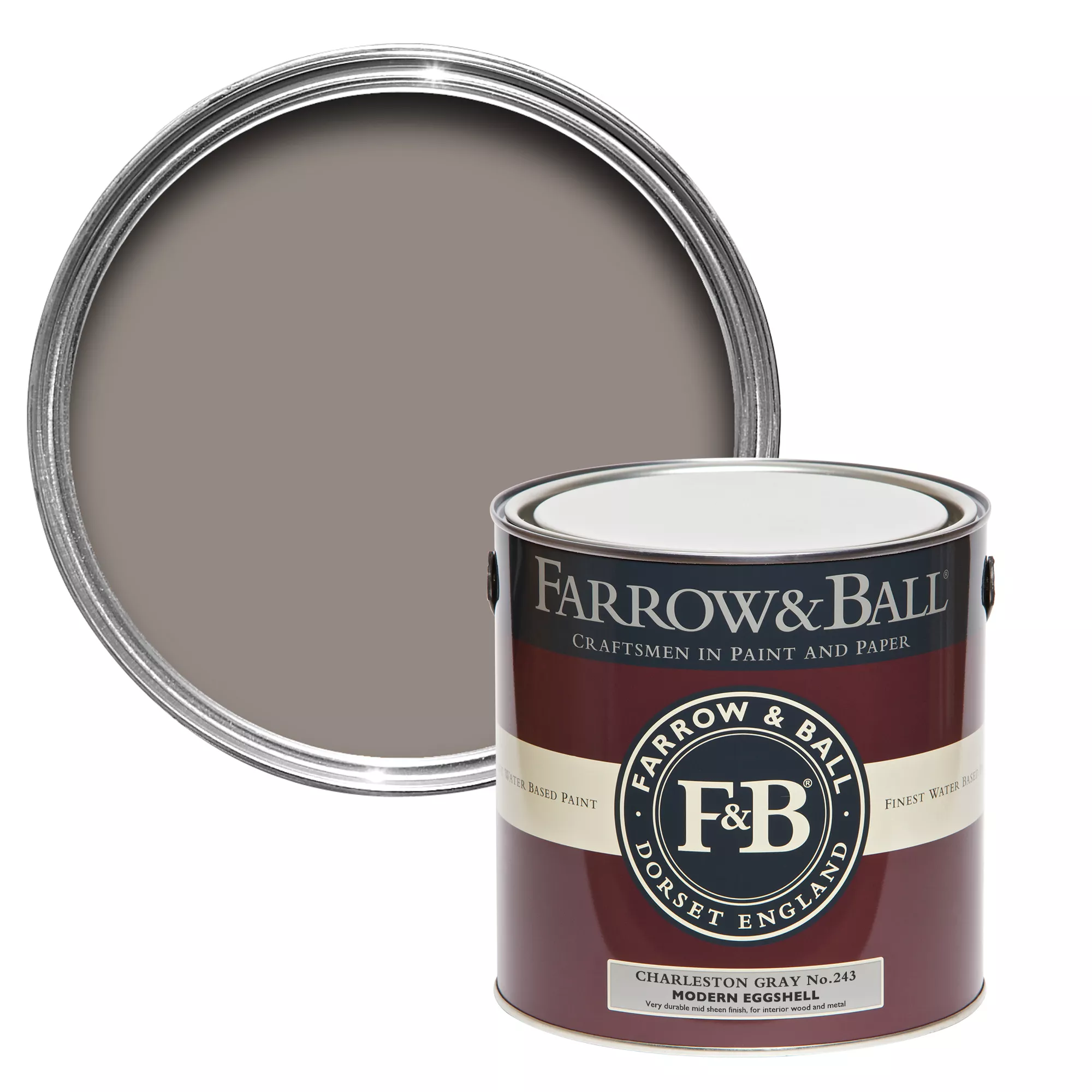Farrow & Ball Modern Charleston Gray No.243 Eggshell Paint, 2.5L 3 Farrow & Ball Modern Charleston Gray No.243 Eggshell Paint, 2.5L