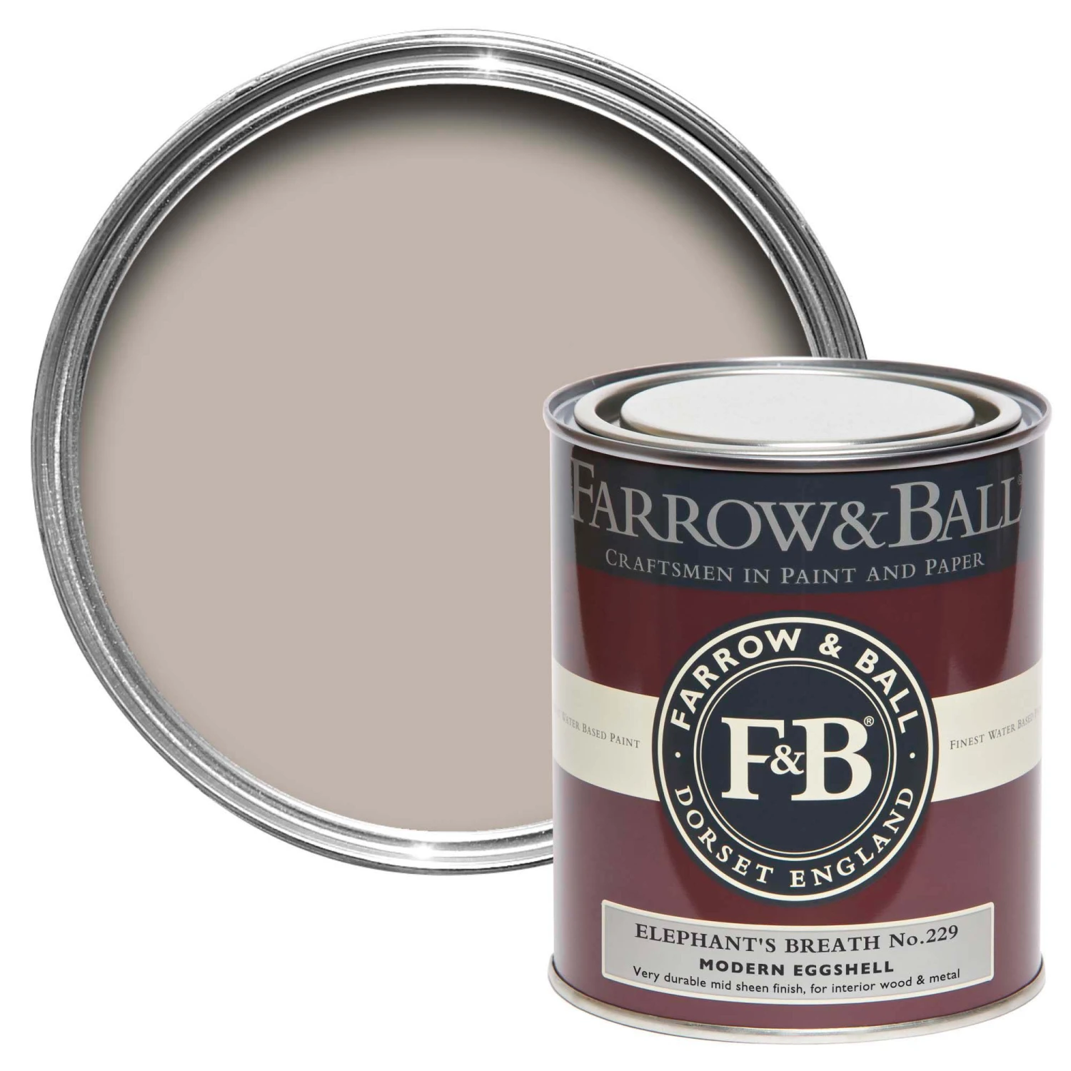 Farrow & Ball Modern Elephant's Breath No.229 Eggshell Paint, 750ml 3 Farrow & Ball Modern Elephant's Breath No.229 Eggshell Paint, 750ml