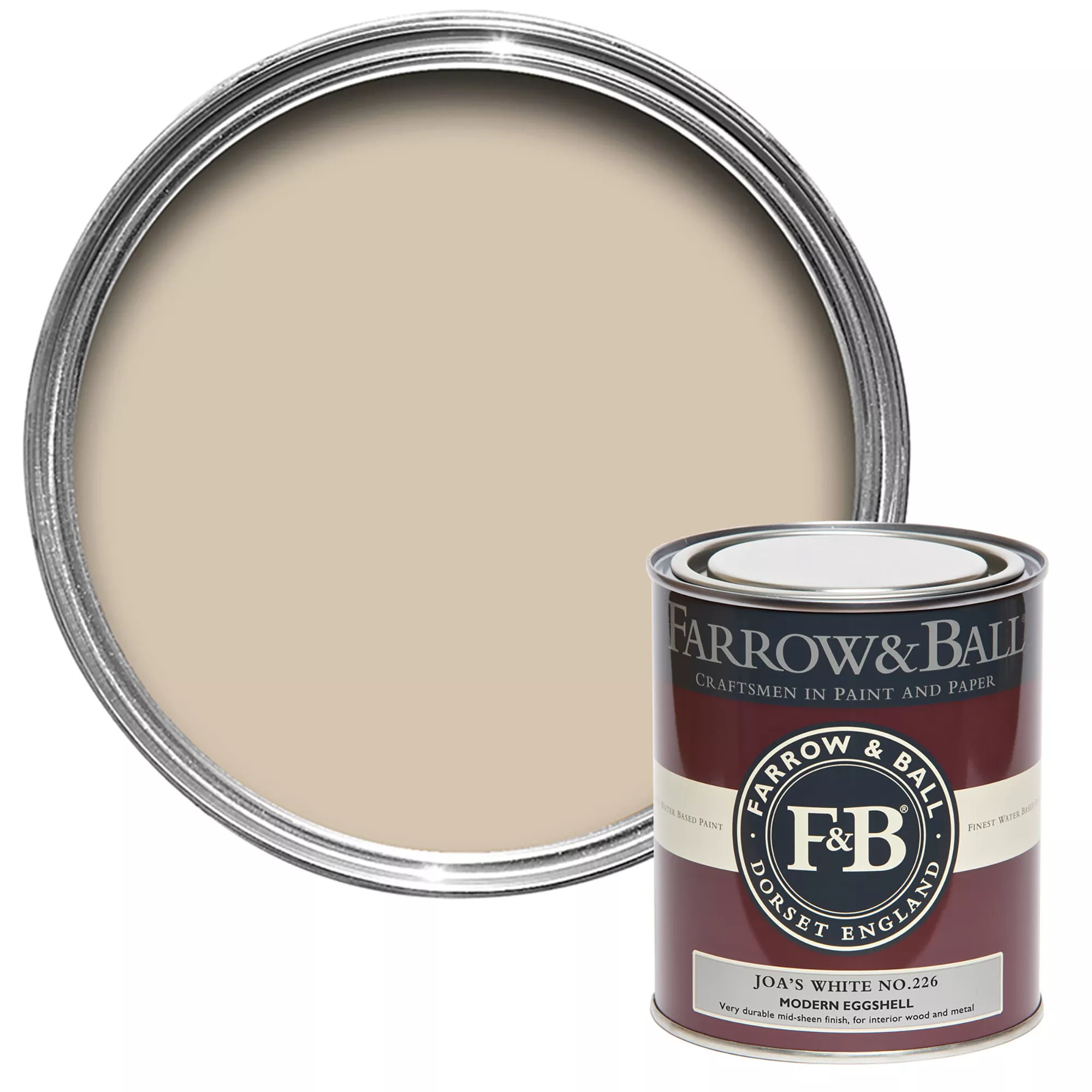 Farrow & Ball Modern Joa's White No.226 Eggshell Paint, 750ml 3 Farrow & Ball Modern Joa's White No.226 Eggshell Paint, 750ml