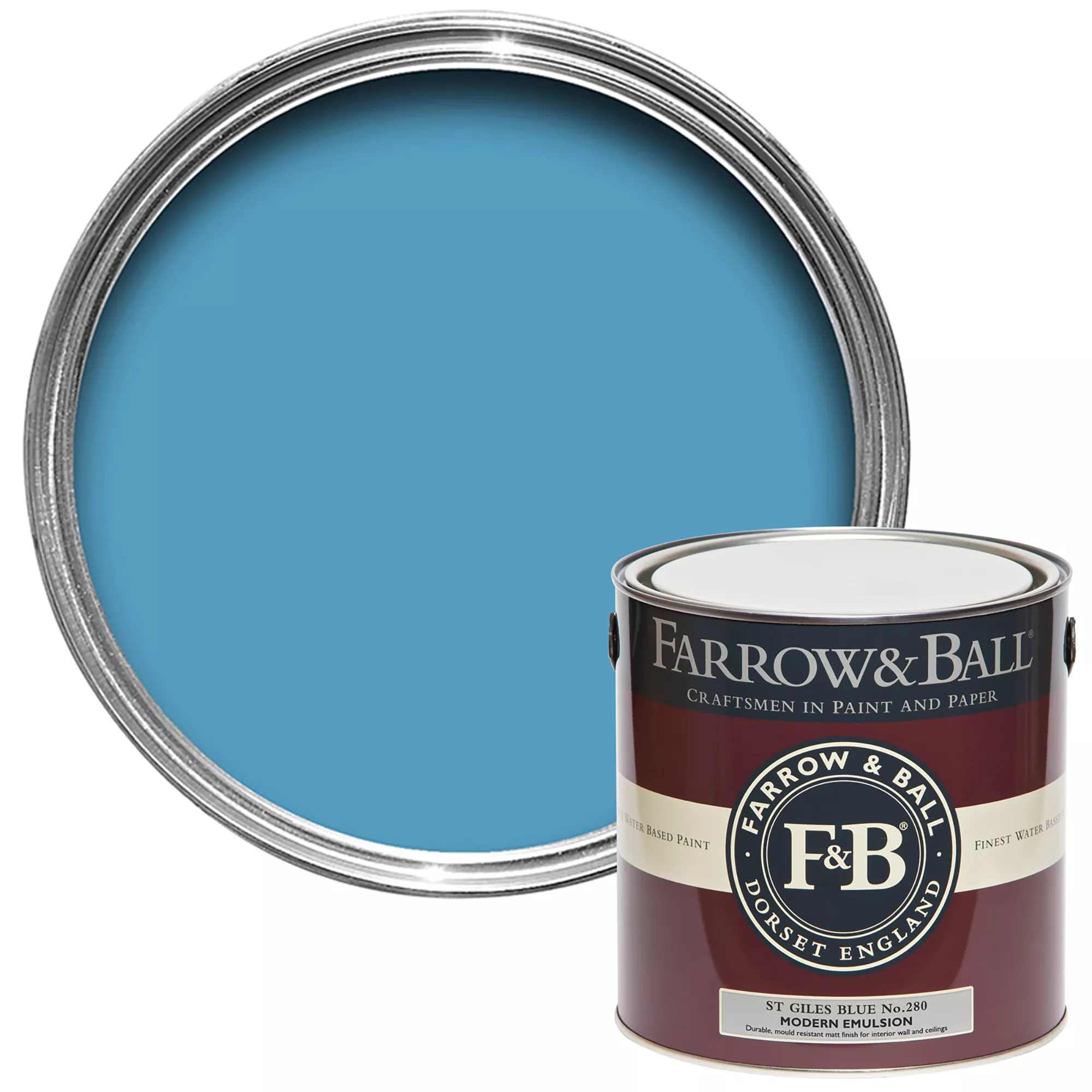 Farrow & Ball Modern St Giles Blue No.280 Matt Emulsion Paint, 2.5L 3 Farrow & Ball Modern St Giles Blue No.280 Matt Emulsion Paint, 2.5L