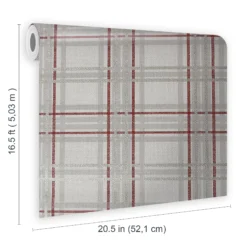 GoodHome Atherton Red Tartan Metallic Effect Textured Wallpaper -Rust-Oleum Shop goodhome atherton red tartan metallic effect textured wallpaper5059340410555 02t