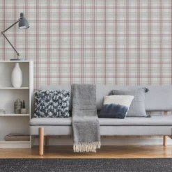 GoodHome Atherton Red Tartan Metallic Effect Textured Wallpaper -Rust-Oleum Shop goodhome atherton red tartan metallic effect textured wallpaper5059340410555 21i