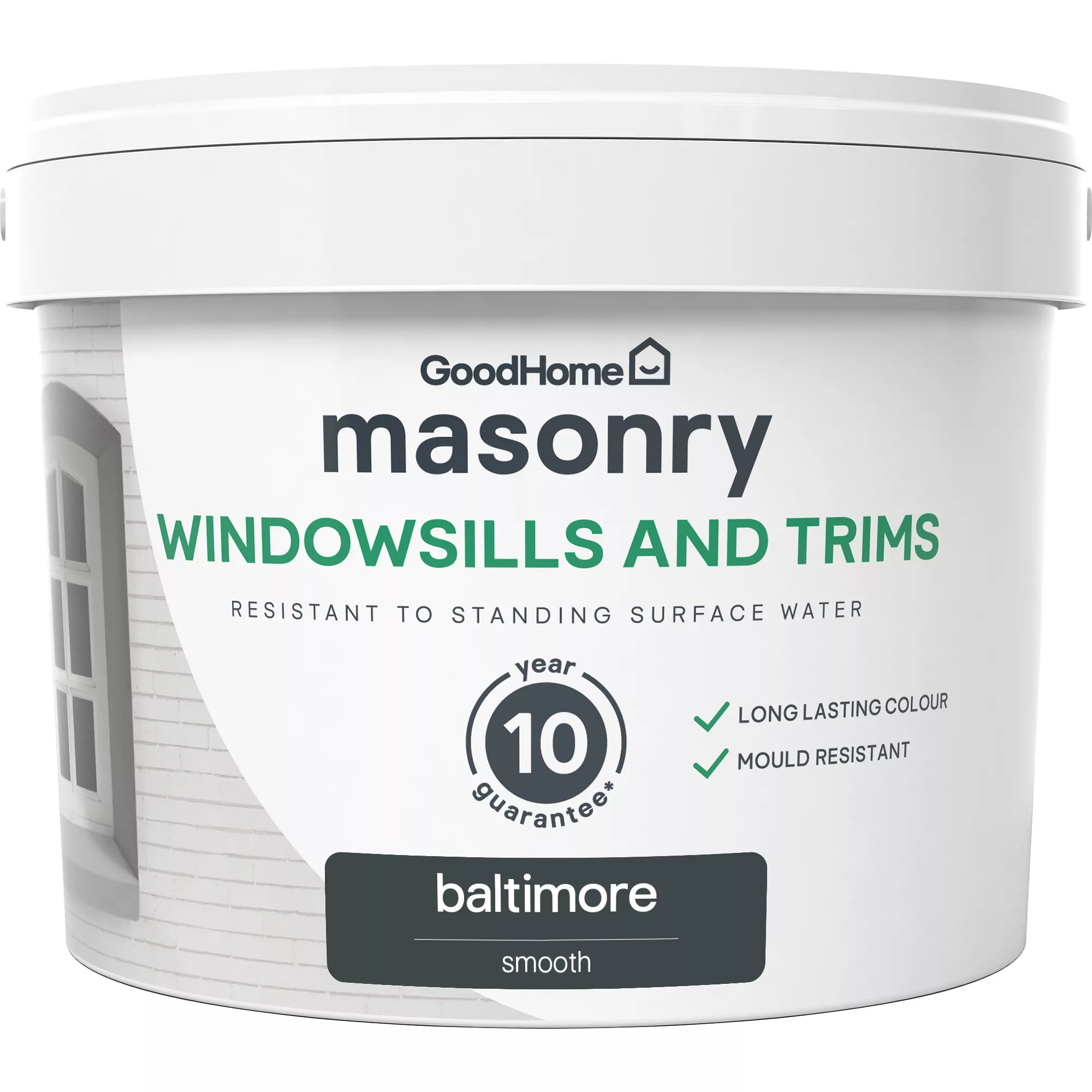 GoodHome Baltimore Smooth Matt Masonry Paint, 2.5L Tin 4 GoodHome Baltimore Smooth Matt Masonry Paint, 2.5L Tin - Image 2