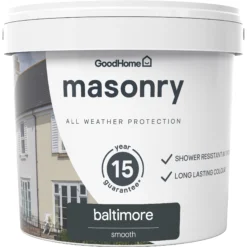 GoodHome Baltimore Smooth Matt Masonry Paint, 5L Tin -Rust-Oleum Shop goodhome baltimore smooth matt masonry paint 5l tin5059340295978 02c