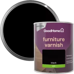 GoodHome Black Satin Multi-surface Furniture Wood Varnish, 750ml