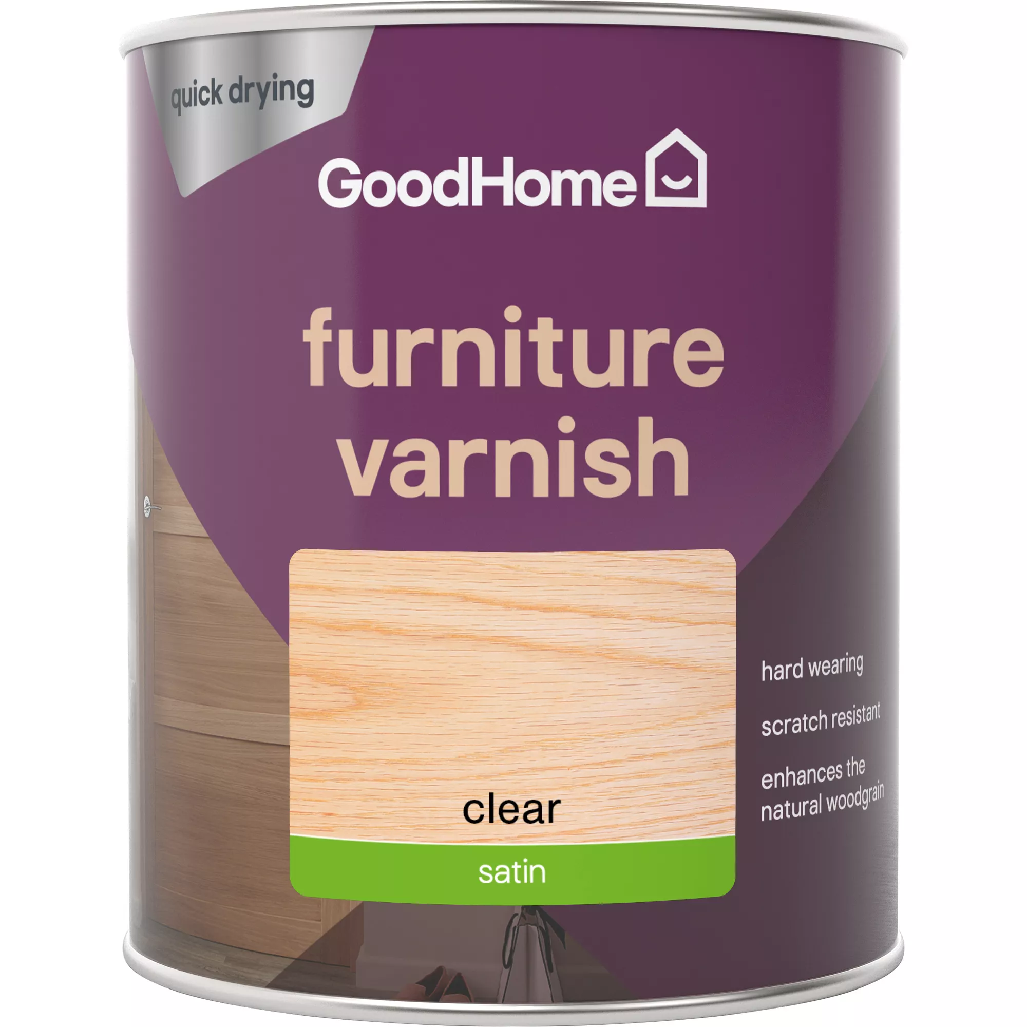 GoodHome Clear Satin Multi-surface Furniture Wood Varnish, 750ml 4 GoodHome Clear Satin Multi-surface Furniture Wood Varnish, 750ml - Image 2