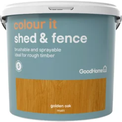 GoodHome Colour It Golden Oak Matt Fence & Shed Stain, 5L -Rust-Oleum Shop goodhome colour it golden oak matt fence shed stain 5l5036581088668 02c