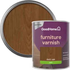 GoodHome Dark Oak Satin Multi-surface Furniture Wood Varnish, 750ml