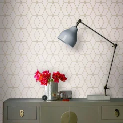 GoodHome Donnington Cream Geometric Metallic Effect Smooth Wallpaper -Rust-Oleum Shop goodhome donnington cream geometric metallic effect smooth wallpaper5059340410340 20i