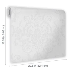 GoodHome Dovenby Grey Damask Silver Effect Textured Wallpaper -Rust-Oleum Shop goodhome dovenby grey damask silver effect textured wallpaper5059340410500 02t