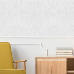 GoodHome Dovenby Grey Damask Silver Effect Textured Wallpaper -Rust-Oleum Shop goodhome dovenby grey damask silver effect textured wallpaper5059340410500 21i